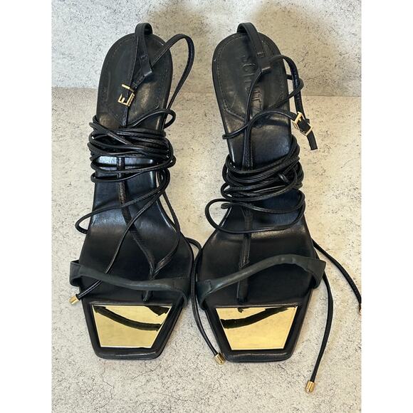 NWT SCHUTZ VIKKI BLACK STRAPPY HEEL Women’s Size 10 - Picture 5 of 11